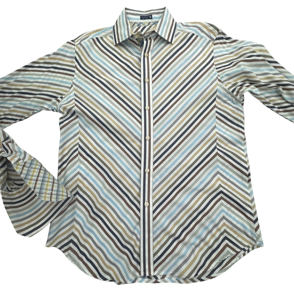 Robert Graham Shirt Mens Medium Multicolor Stripe Long Sleeve Cotton Button Up